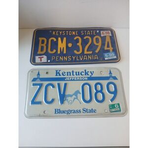 Vintage License Plate Lot Pennsylvania Keystone State Kentucky Bluegrass State
